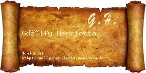 Gálfy Henrietta névjegykártya